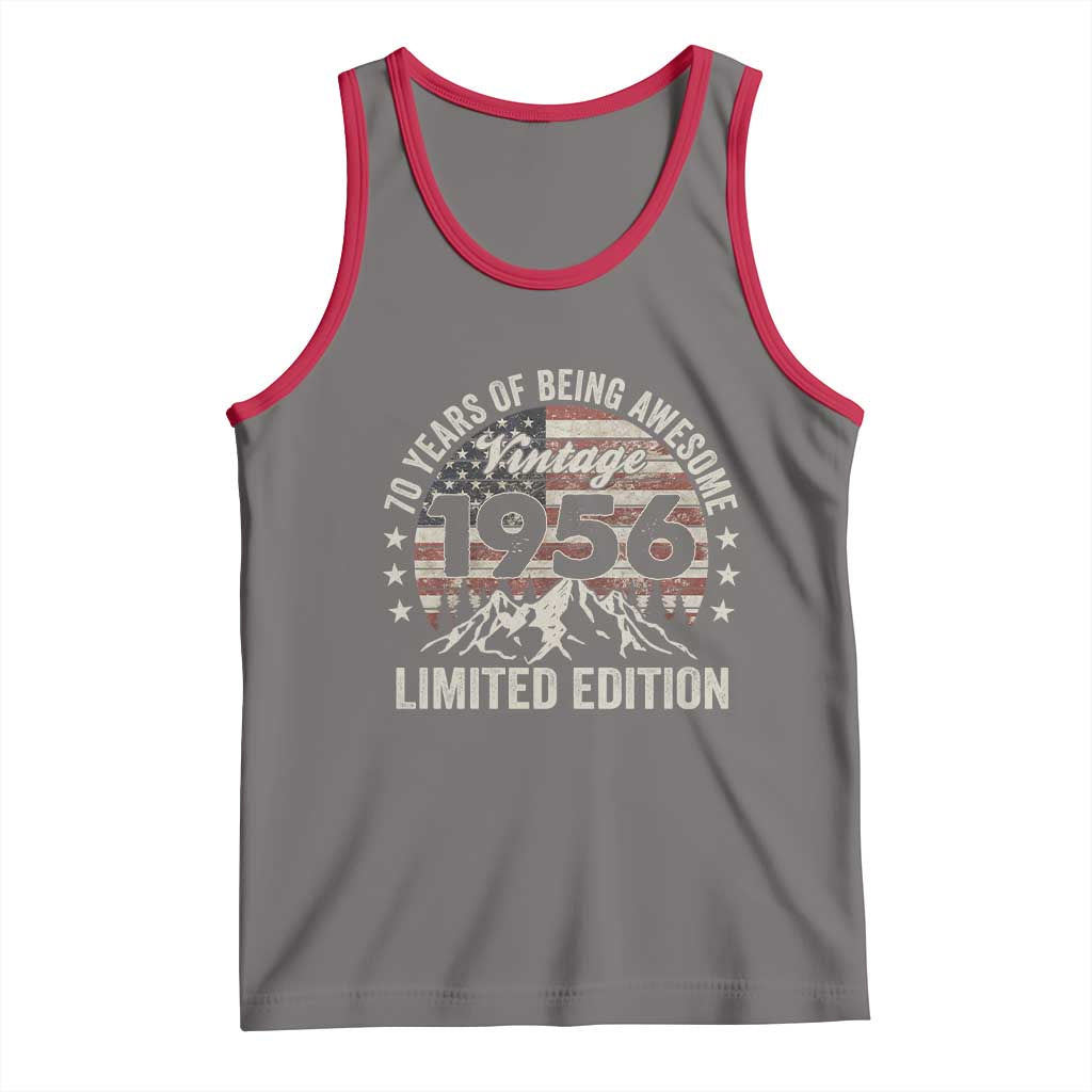 70th Birthday Made In 1956 Limited Edition Tank Top 70 Years Of Being Awesome American Flag