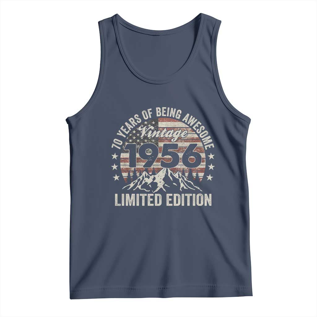 70th Birthday Made In 1956 Limited Edition Tank Top 70 Years Of Being Awesome American Flag