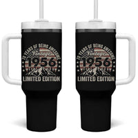 70th Birthday Made In 1956 Limited Edition Tumbler With Handle 70 Years Of Being Awesome American Flag