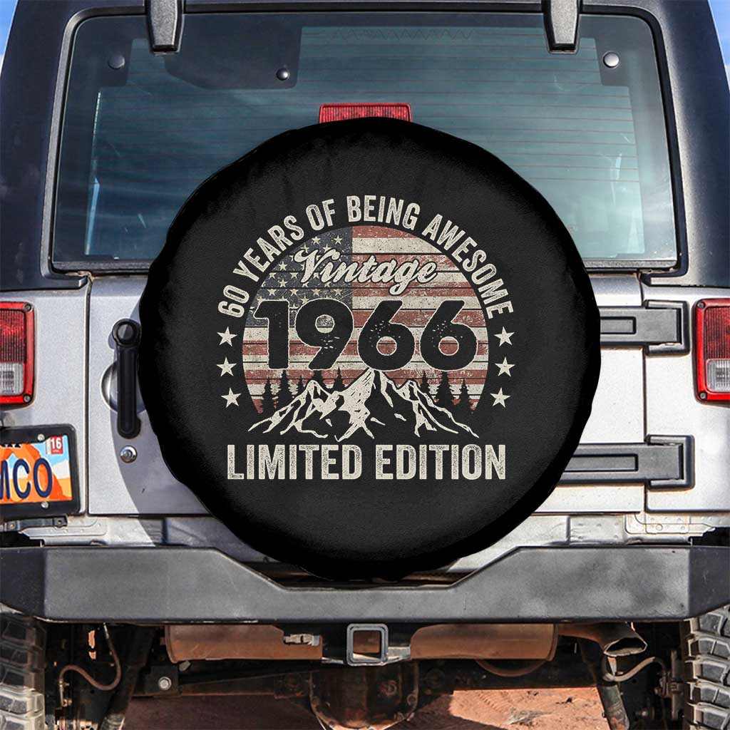 60th Birthday Vintage 1966 Limited Edition Spare Tire Cover 60 Years Of Being Awesome American Flag