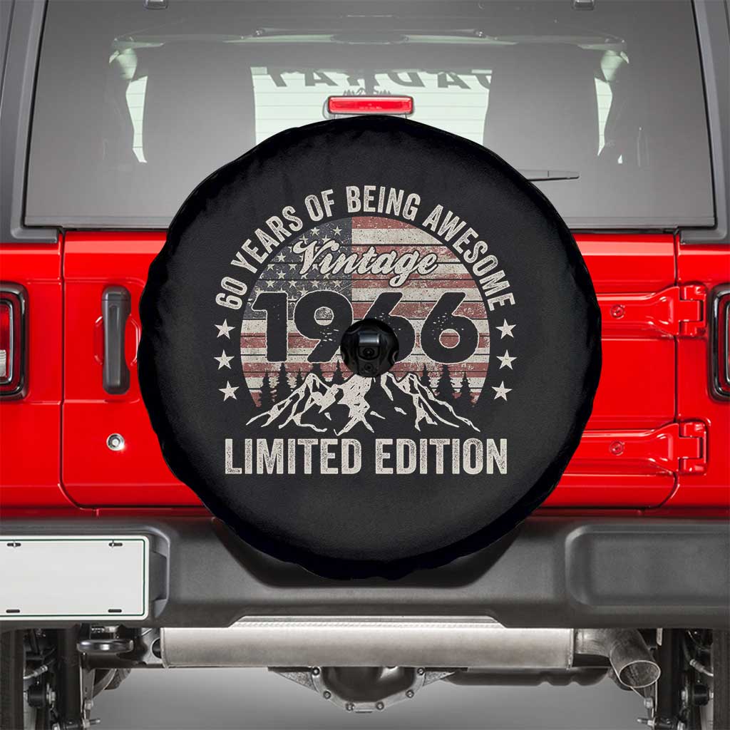 60th Birthday Vintage 1966 Limited Edition Spare Tire Cover 60 Years Of Being Awesome American Flag