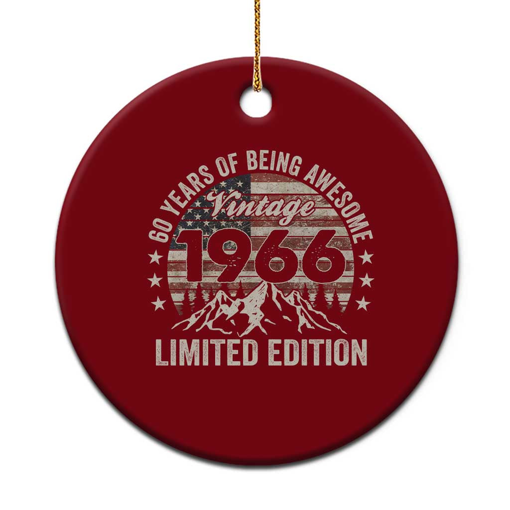 60th Birthday Vintage 1966 Limited Edition Ceramic Ornament 60 Years Of Being Awesome American Flag