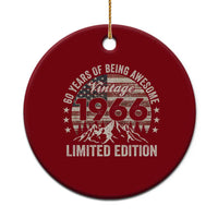 60th Birthday Vintage 1966 Limited Edition Ceramic Ornament 60 Years Of Being Awesome American Flag