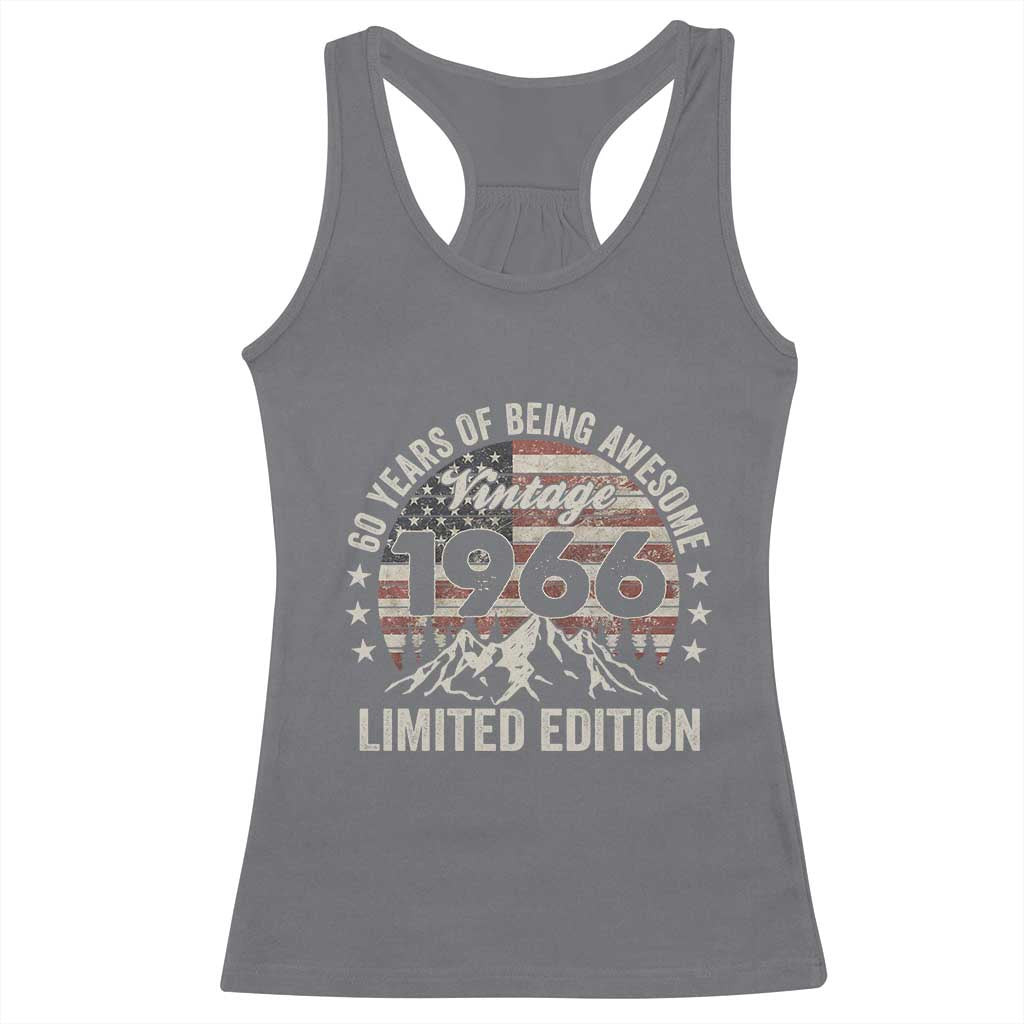 60th Birthday Vintage 1966 Limited Edition Racerback Tank Top 60 Years Of Being Awesome American Flag