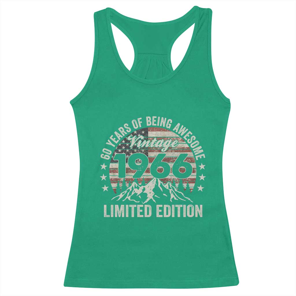 60th Birthday Vintage 1966 Limited Edition Racerback Tank Top 60 Years Of Being Awesome American Flag