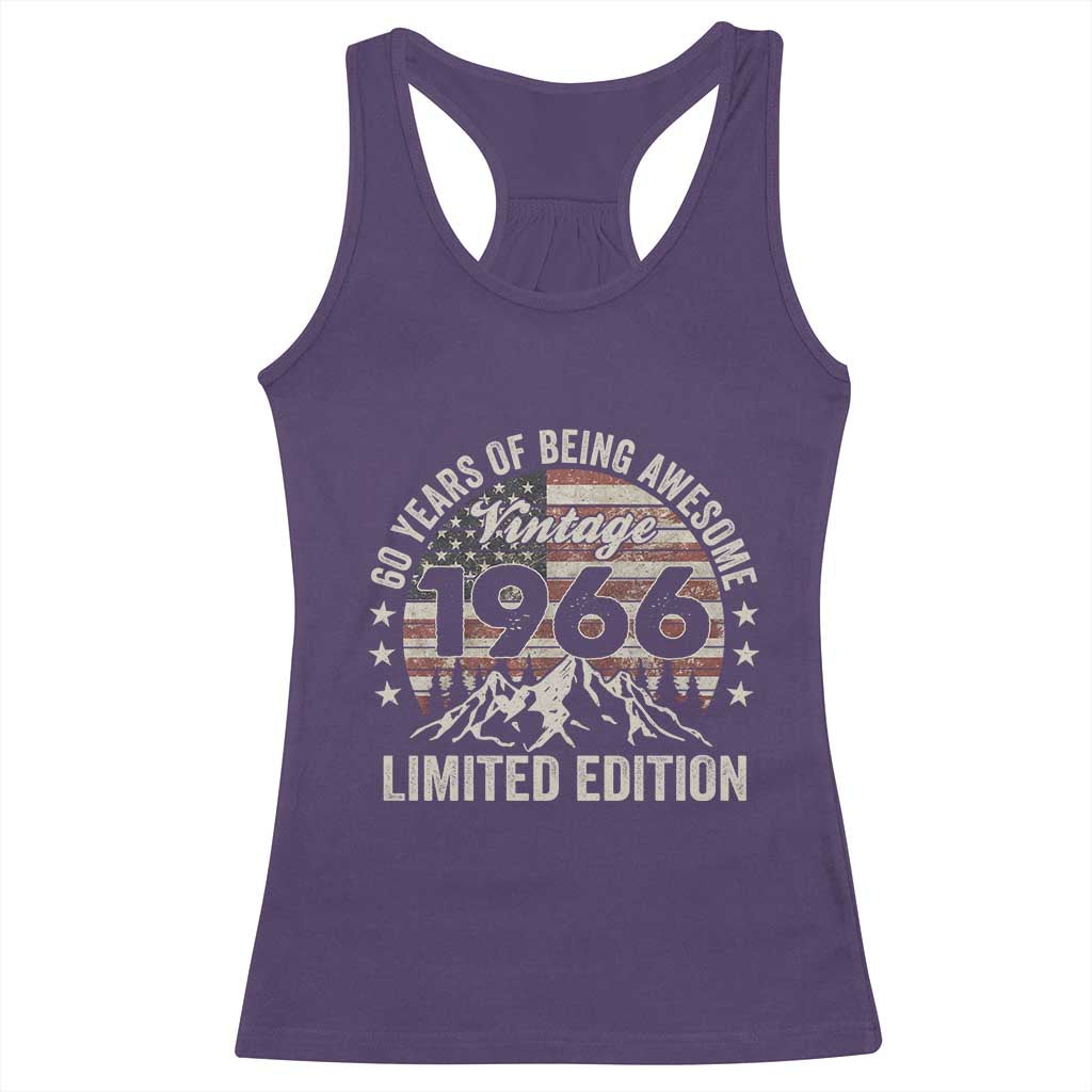 60th Birthday Vintage 1966 Limited Edition Racerback Tank Top 60 Years Of Being Awesome American Flag