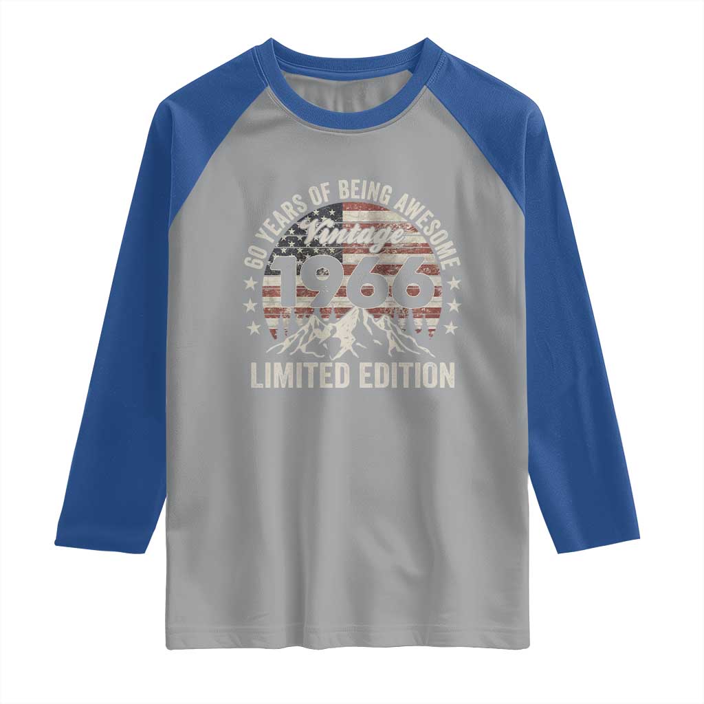 60th Birthday Vintage 1966 Limited Edition Raglan Shirt 60 Years Of Being Awesome American Flag