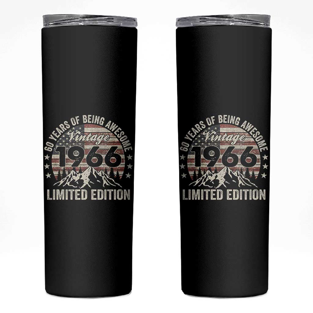 60th Birthday Vintage 1966 Limited Edition Skinny Tumbler 60 Years Of Being Awesome American Flag