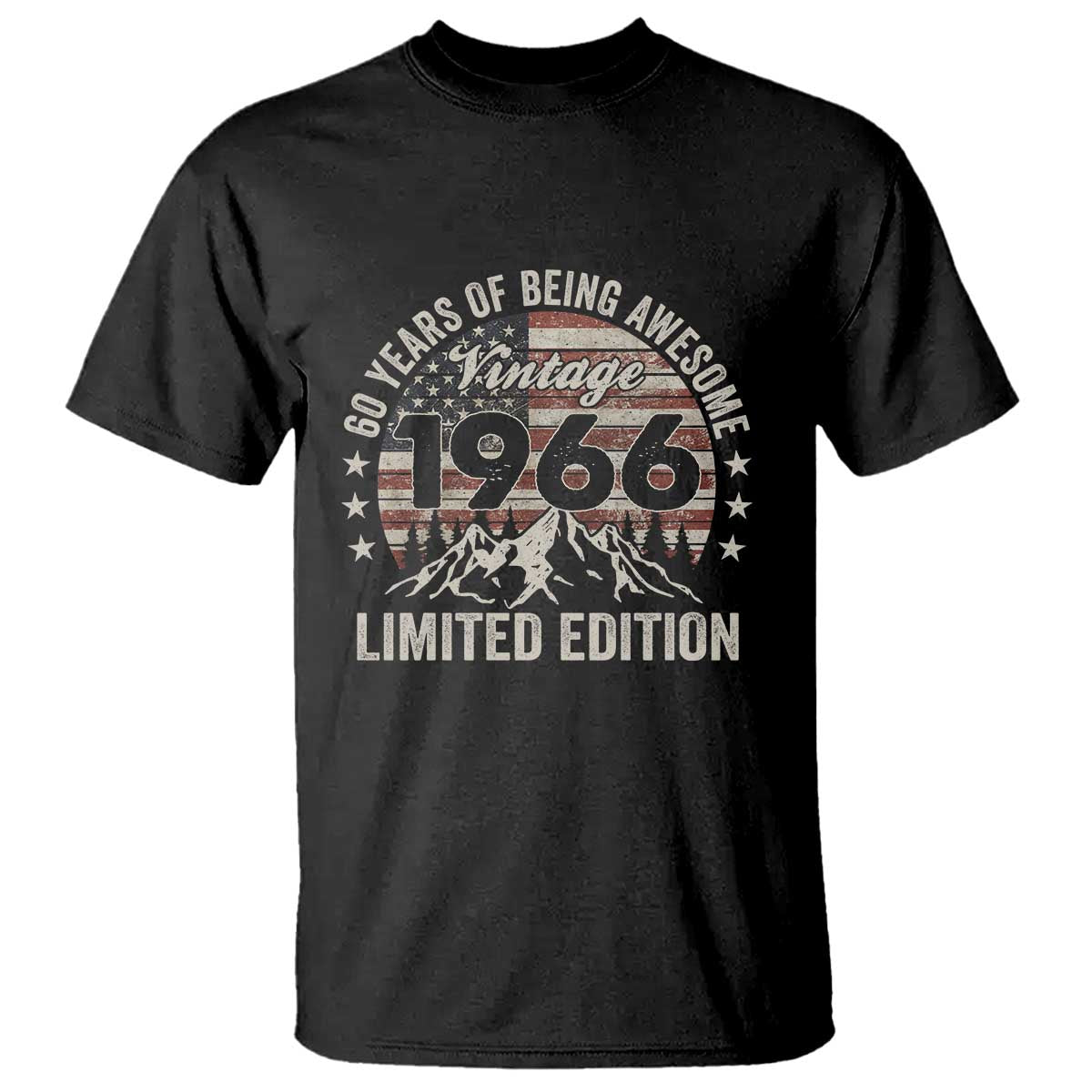 60th Birthday Vintage 1966 Limited Edition T Shirt 60 Years Of Being Awesome American Flag