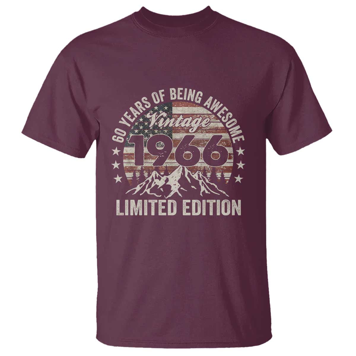 60th Birthday Vintage 1966 Limited Edition T Shirt 60 Years Of Being Awesome American Flag
