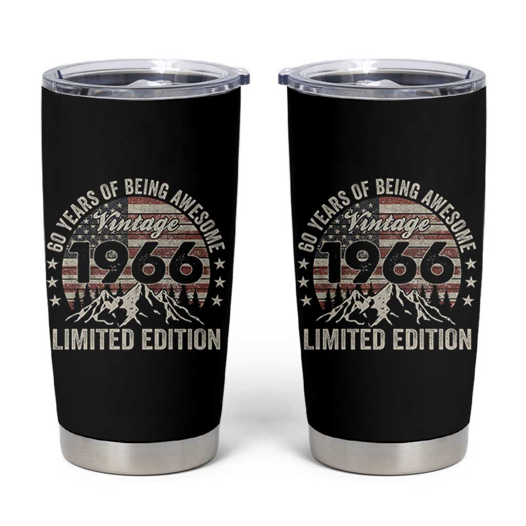 60th Birthday Vintage 1966 Limited Edition Tumbler Cup 60 Years Of Being Awesome American Flag