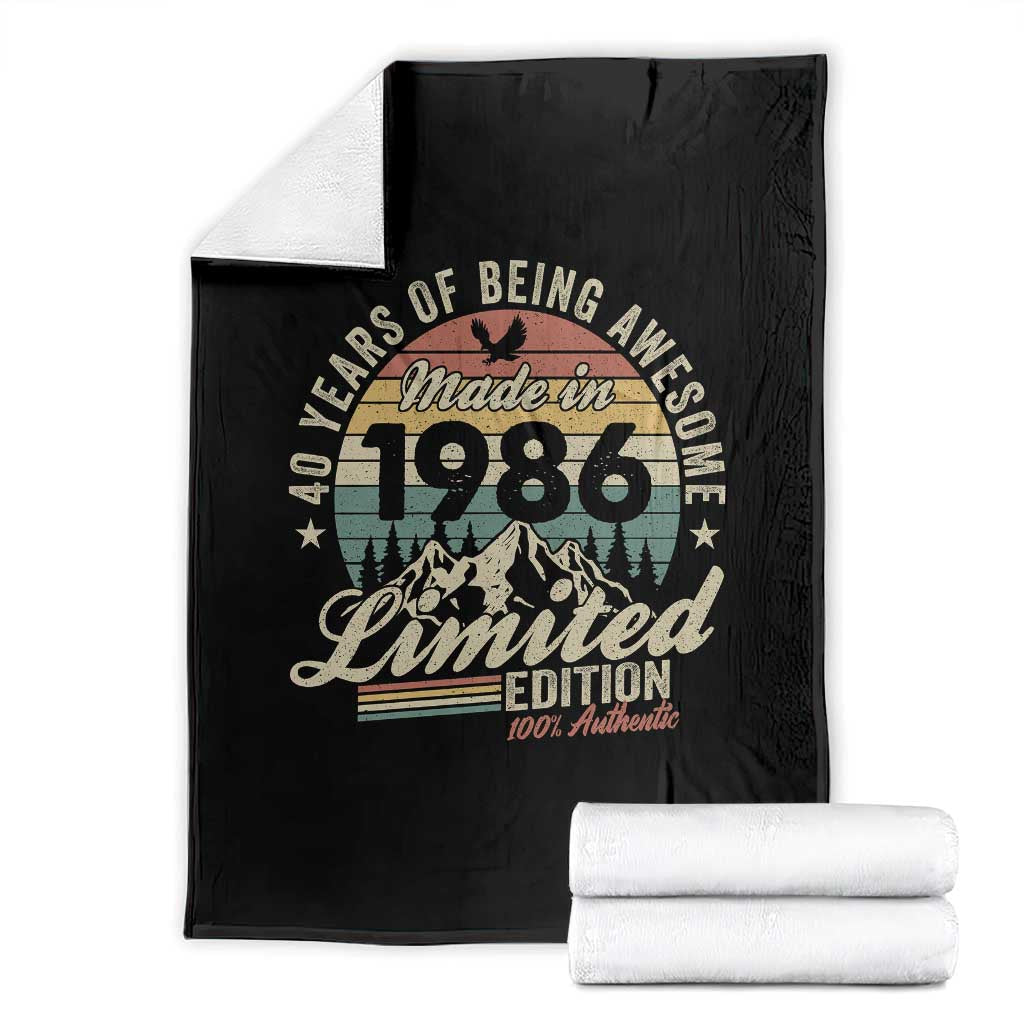 40th Birthday Made In 1986 Throw Blanket 70 Years Of Being Awesome Vintage Limited Edition