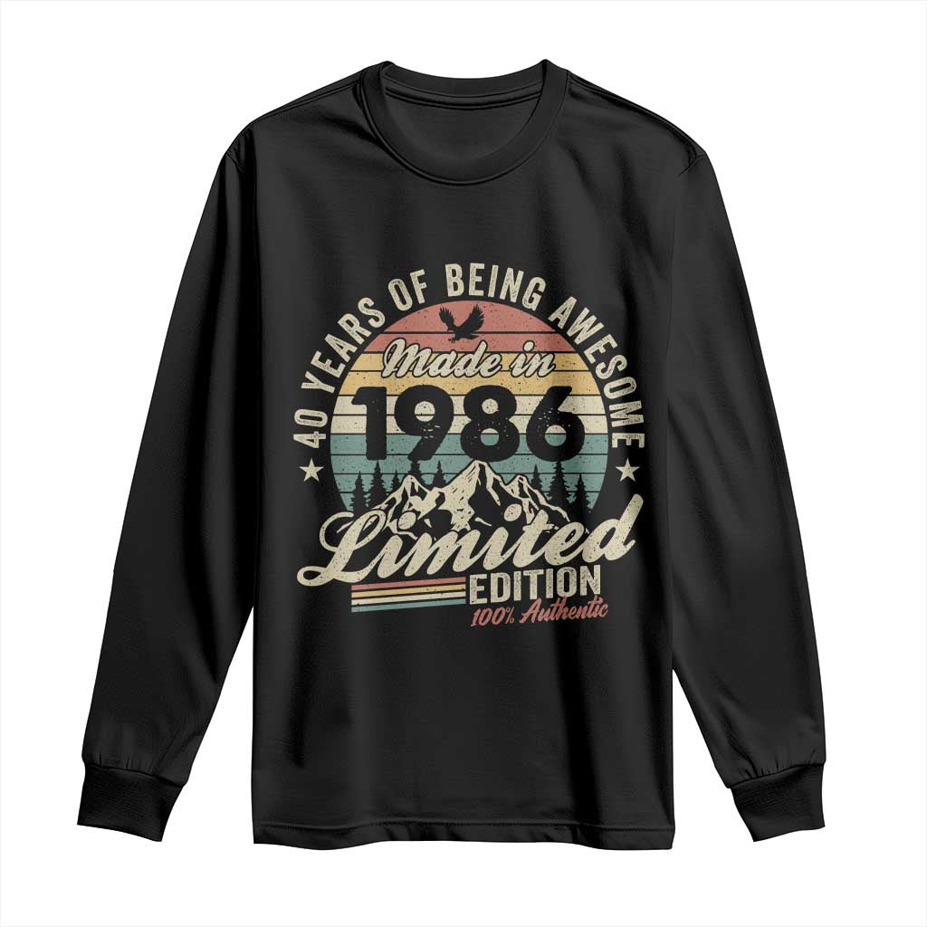 40th Birthday Made In 1986 Long Sleeve Shirt 70 Years Of Being Awesome Vintage Limited Edition