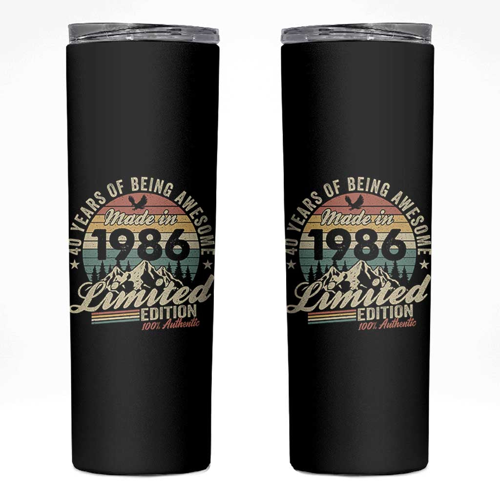 40th Birthday Made In 1986 Skinny Tumbler 70 Years Of Being Awesome Vintage Limited Edition