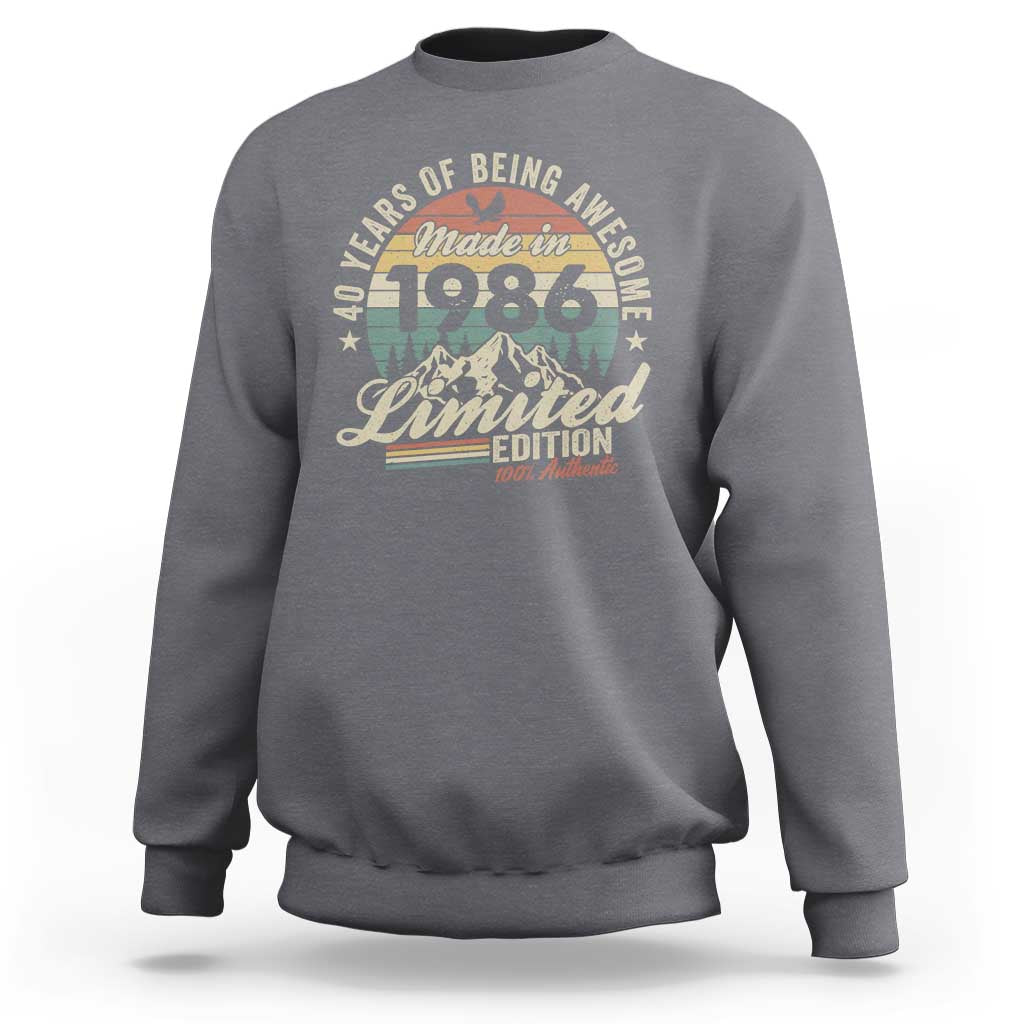 40th Birthday Made In 1986 Sweatshirt 70 Years Of Being Awesome Vintage Limited Edition
