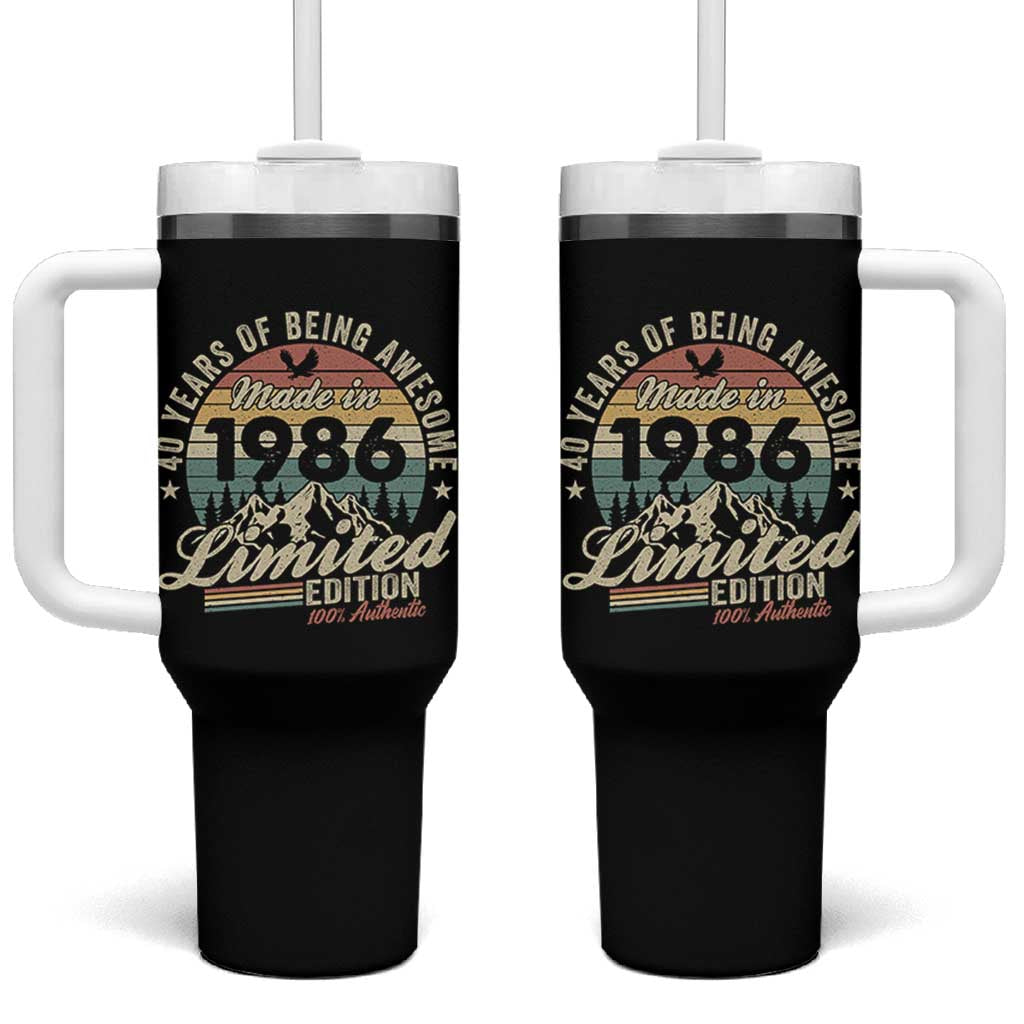 40th Birthday Made In 1986 Tumbler With Handle 70 Years Of Being Awesome Vintage Limited Edition