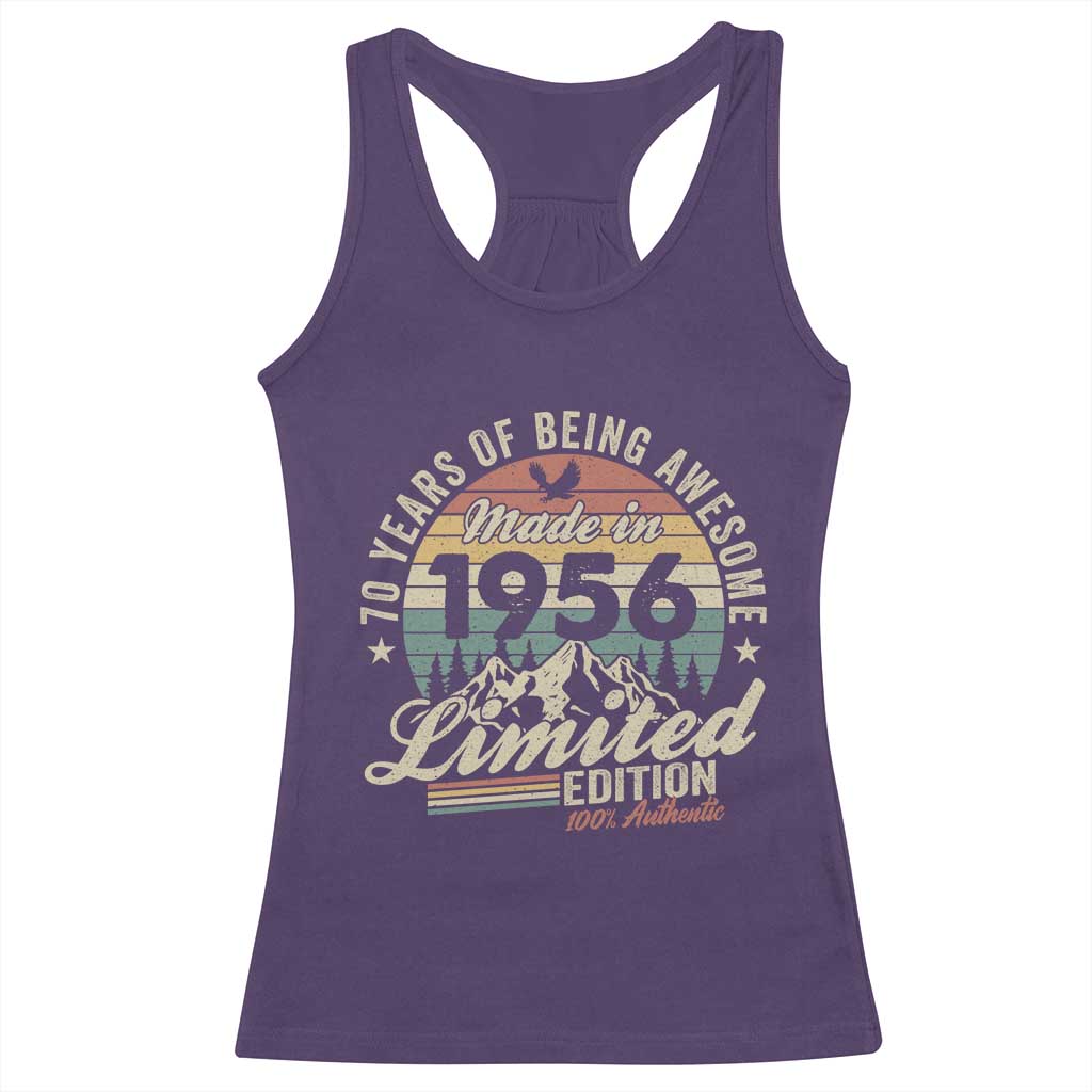 70th Birthday Made In 1956 Racerback Tank Top 70 Years Of Being Awesome Vintage Limited Edition