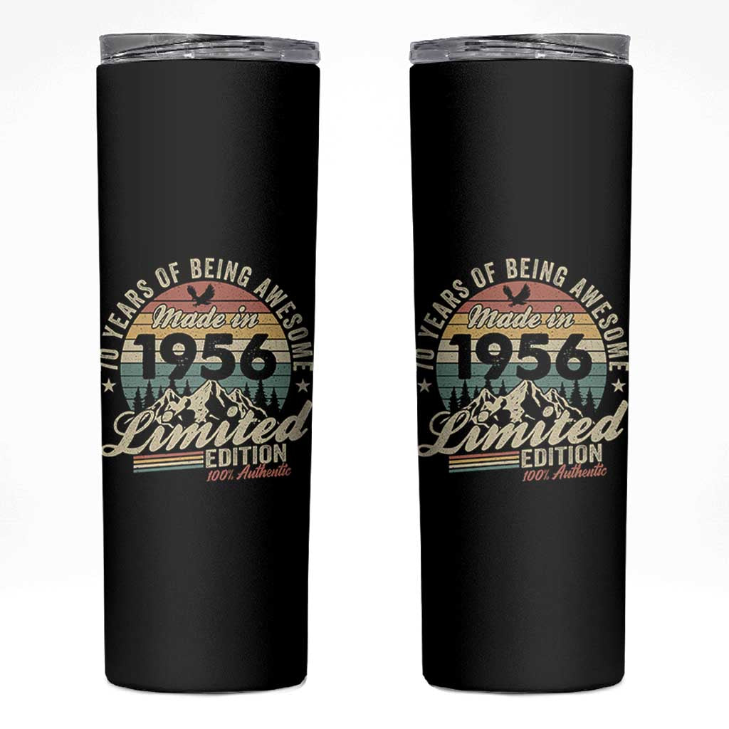 70th Birthday Made In 1956 Skinny Tumbler 70 Years Of Being Awesome Vintage Limited Edition