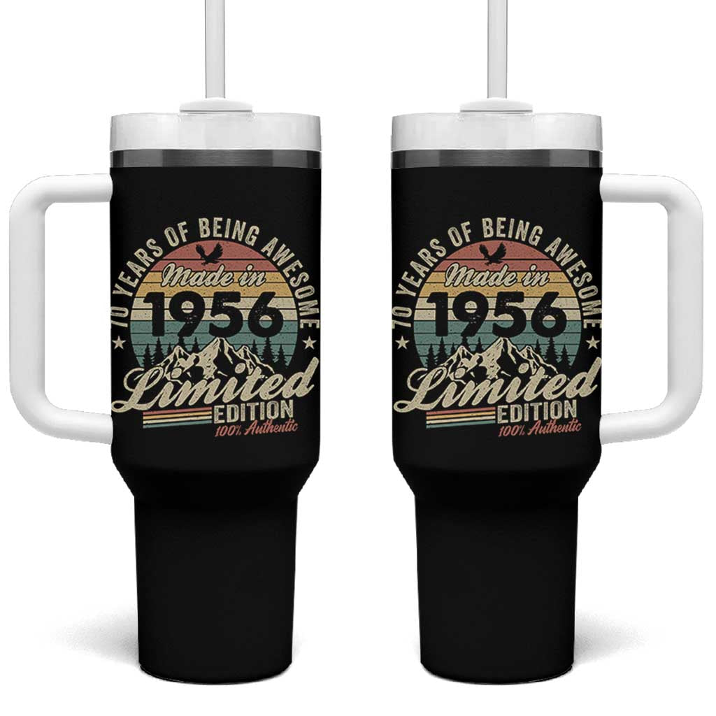 70th Birthday Made In 1956 Tumbler With Handle 70 Years Of Being Awesome Vintage Limited Edition