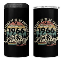60th Birthday Made In 1966 4 in 1 Can Cooler Tumbler 60 Years Of Being Awesome Vintage Limited Edition