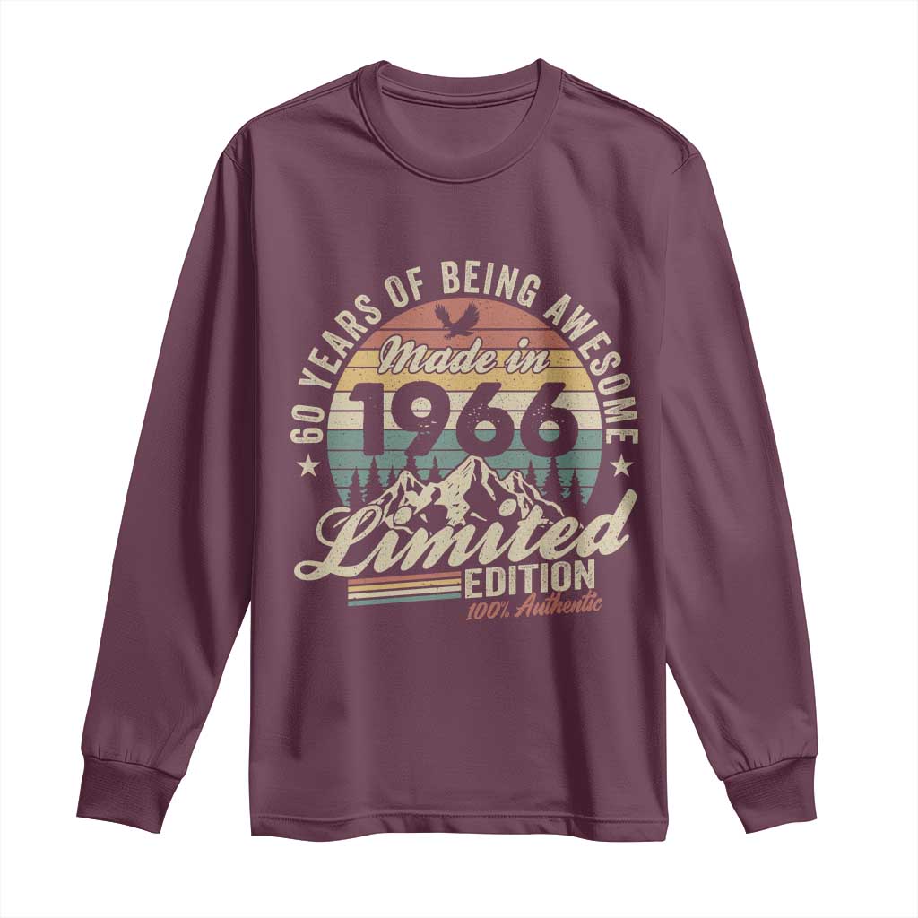 60th Birthday Made In 1966 Long Sleeve Shirt 60 Years Of Being Awesome Vintage Limited Edition