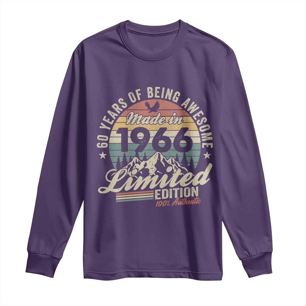 60th Birthday Made In 1966 Long Sleeve Shirt 60 Years Of Being Awesome Vintage Limited Edition