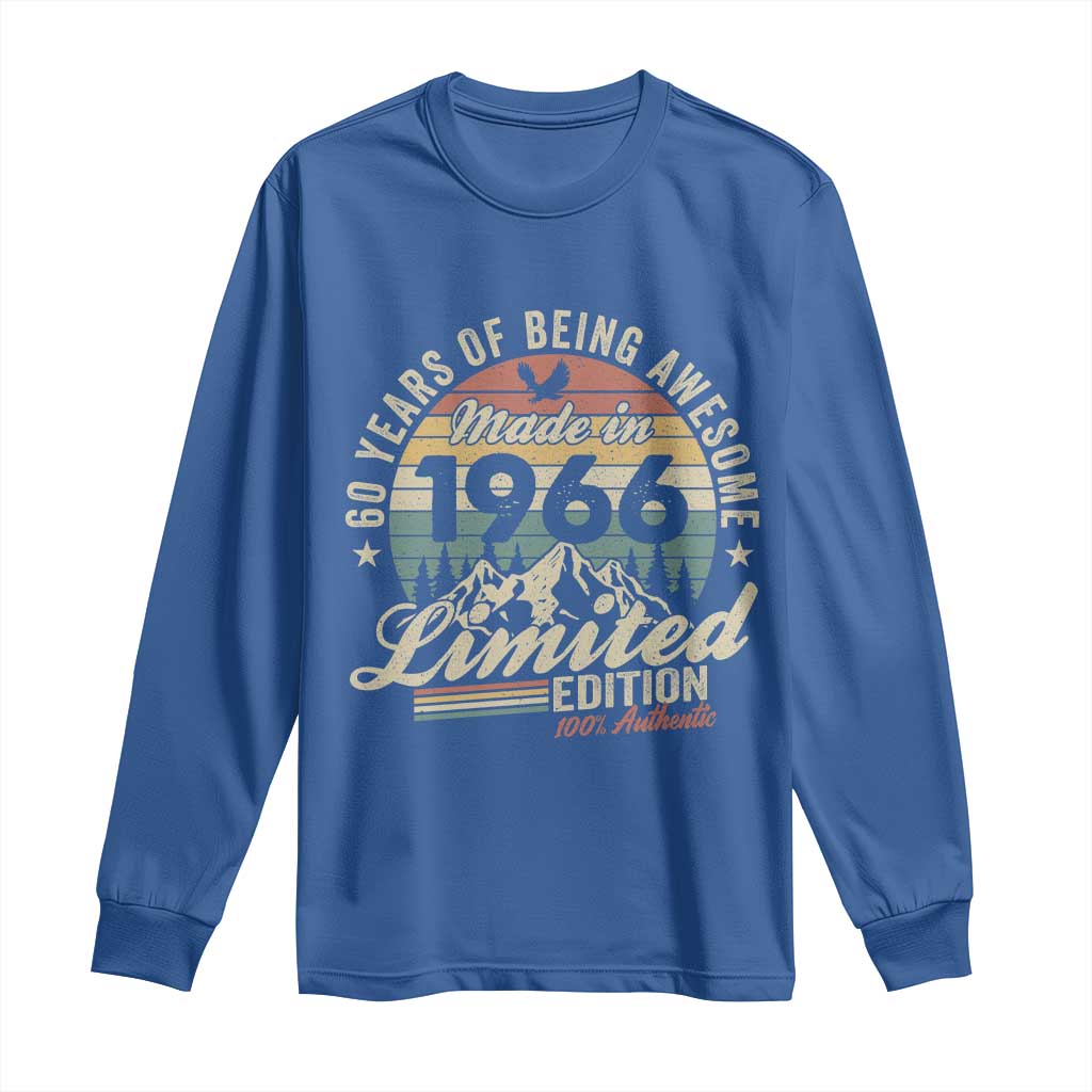 60th Birthday Made In 1966 Long Sleeve Shirt 60 Years Of Being Awesome Vintage Limited Edition