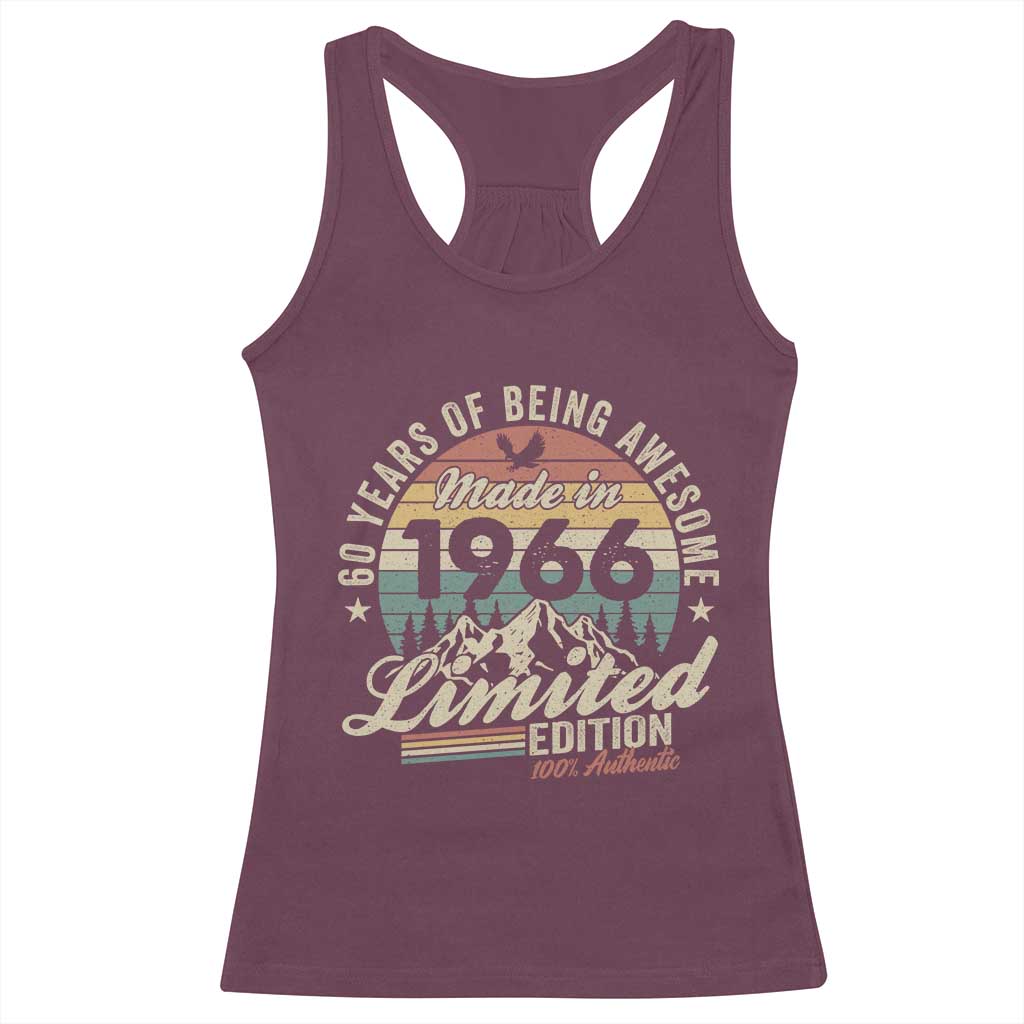 60th Birthday Made In 1966 Racerback Tank Top 60 Years Of Being Awesome Vintage Limited Edition