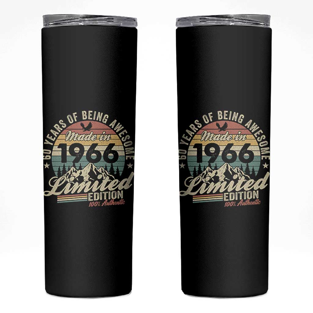 60th Birthday Made In 1966 Skinny Tumbler 60 Years Of Being Awesome Vintage Limited Edition