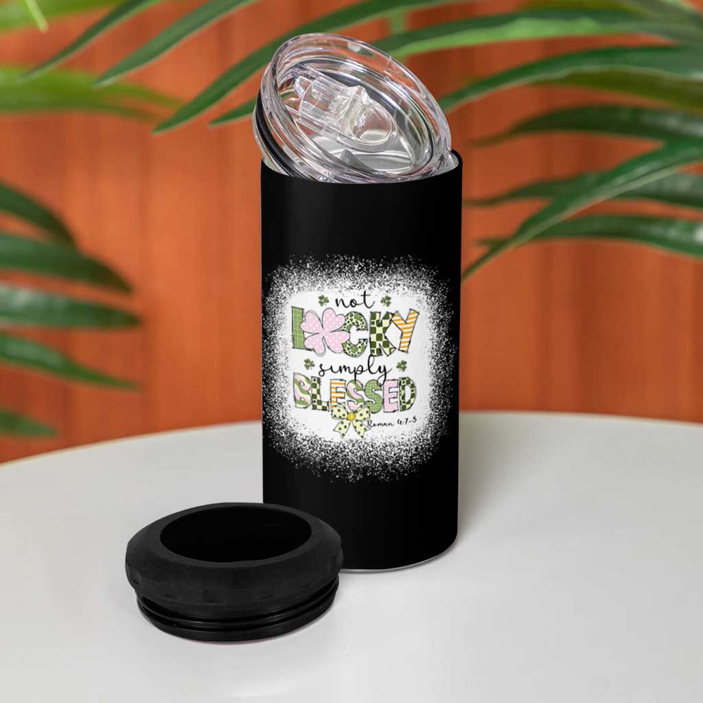 Not Lucky Simply Blessed 4 in 1 Can Cooler Tumbler Blessed Christian Shamrocks St Patricks Day