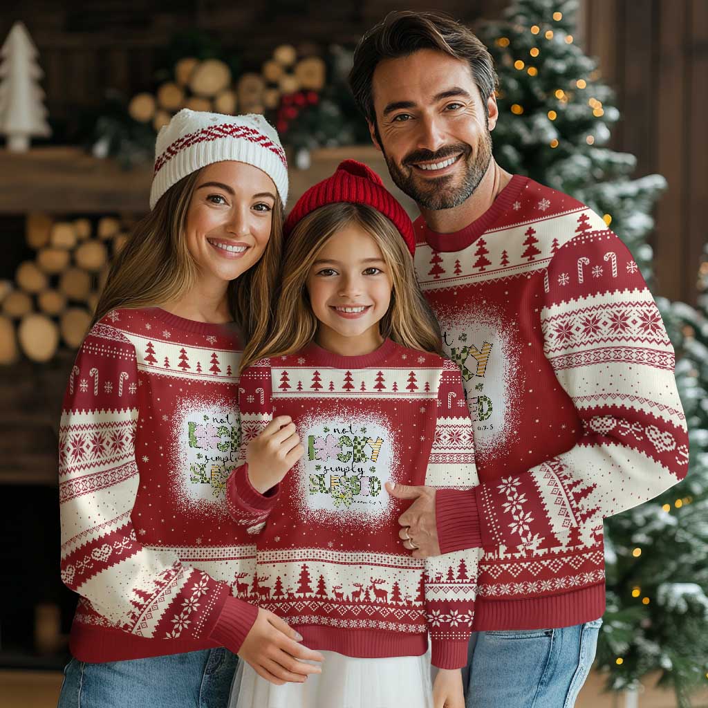 Not Lucky Simply Blessed Ugly Christmas Sweater Blessed Christian Shamrocks St Patricks Day - Wonder Print Shop