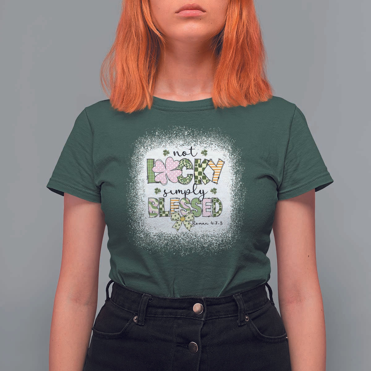 Not Lucky Simply Blessed T Shirt For Women Blessed Christian Shamrocks St Patricks Day