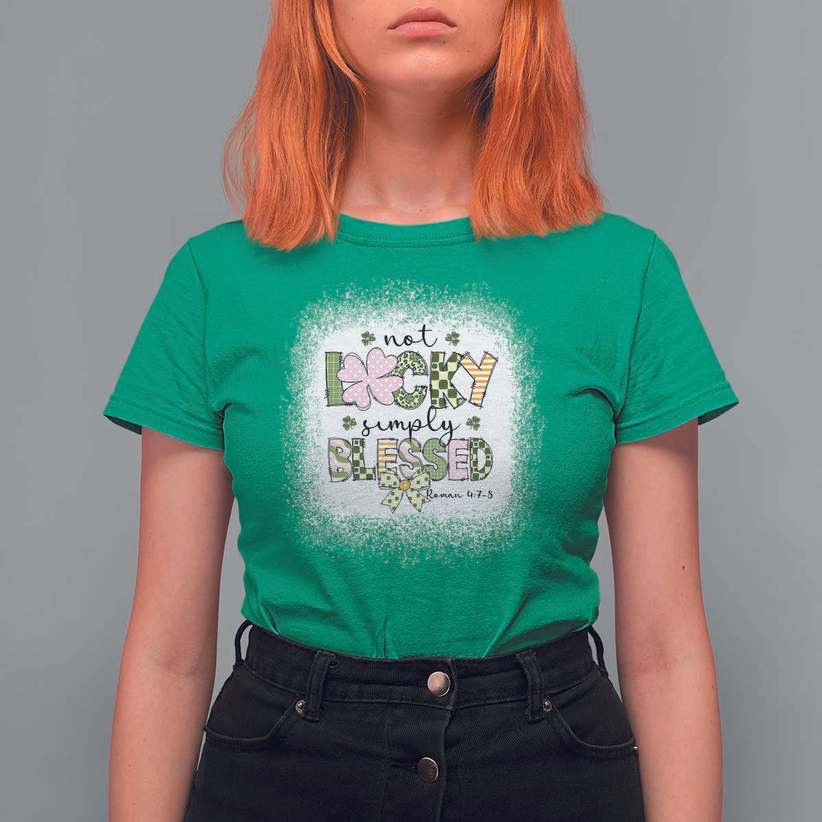 Not Lucky Simply Blessed T Shirt For Women Blessed Christian Shamrocks St Patricks Day