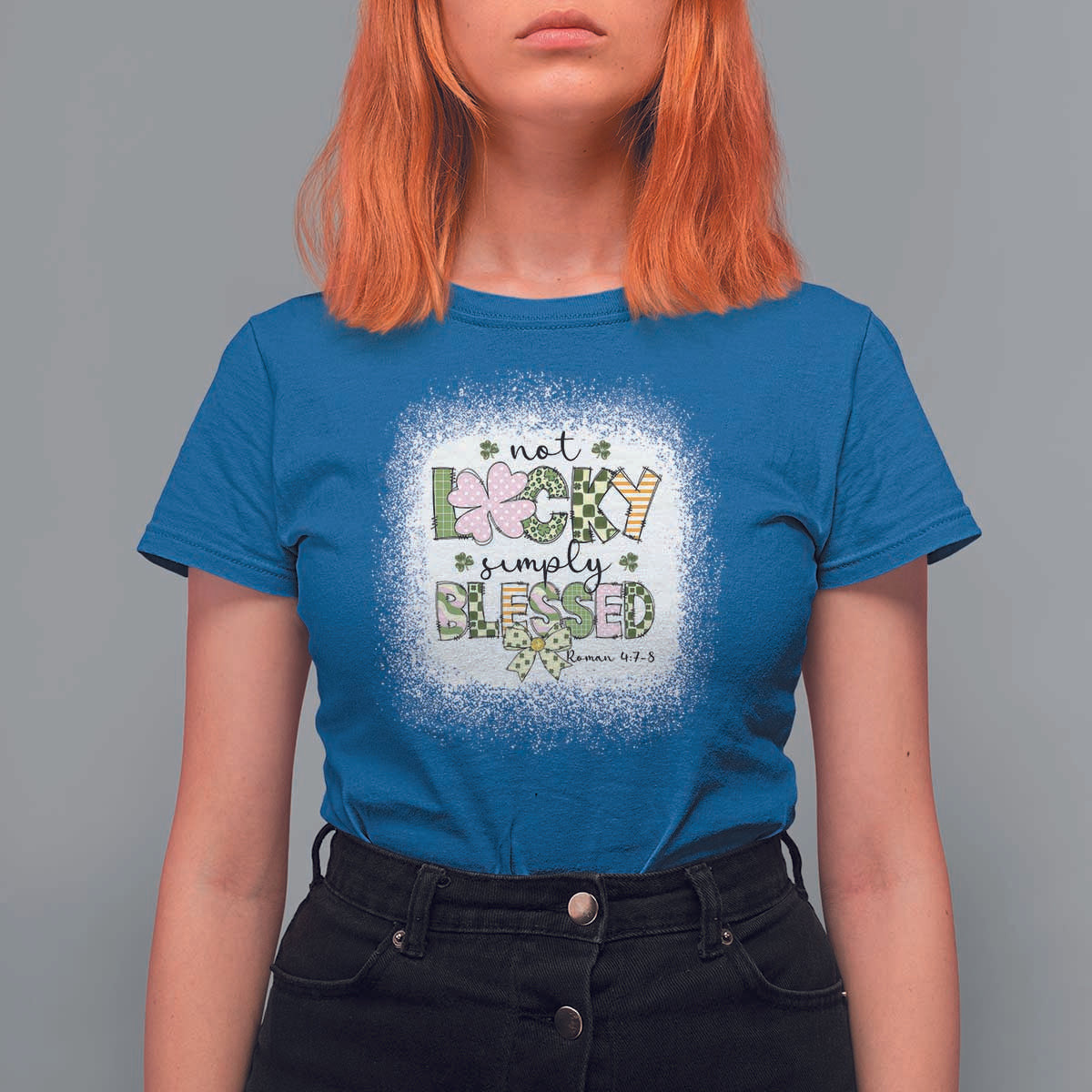 Not Lucky Simply Blessed T Shirt For Women Blessed Christian Shamrocks St Patricks Day