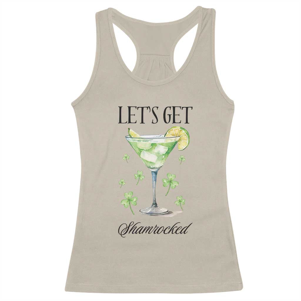 Funny Irish St Patrick's Day Cocktail Racerback Tank Top Let's Get Shamrocked Irish Festival