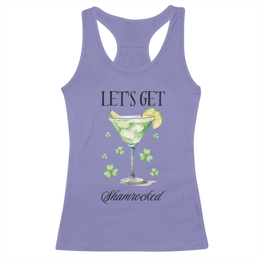 Funny Irish St Patrick's Day Cocktail Racerback Tank Top Let's Get Shamrocked Irish Festival