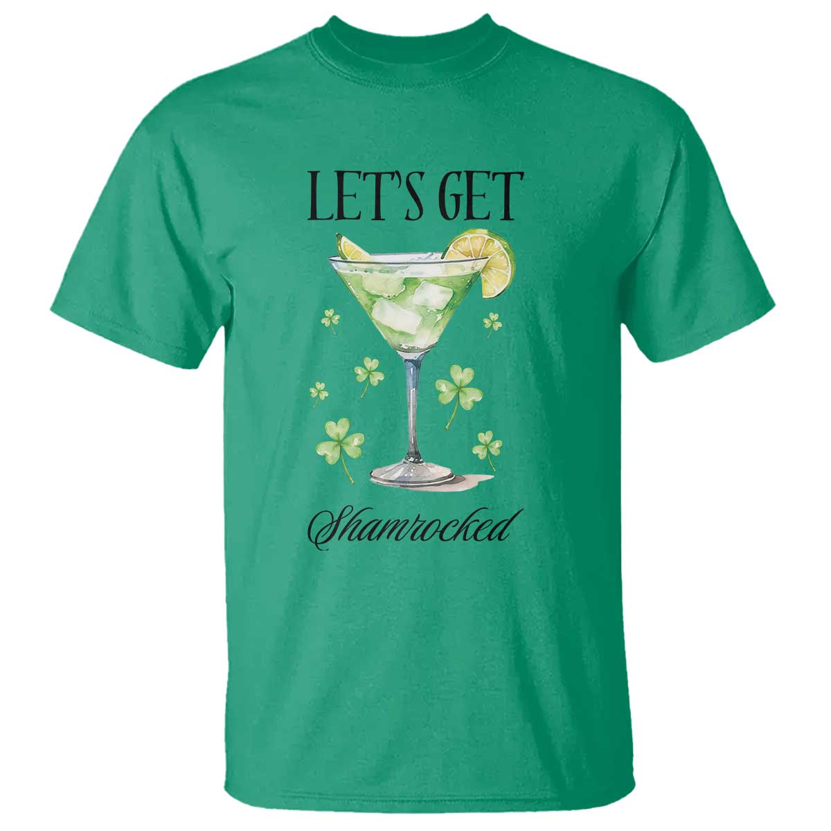 Funny Irish St Patrick's Day Cocktail T Shirt Let's Get Shamrocked Irish Festival