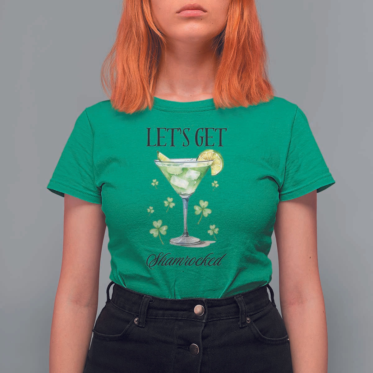 Funny Irish St Patrick's Day Cocktail T Shirt For Women Let's Get Shamrocked Irish Festival