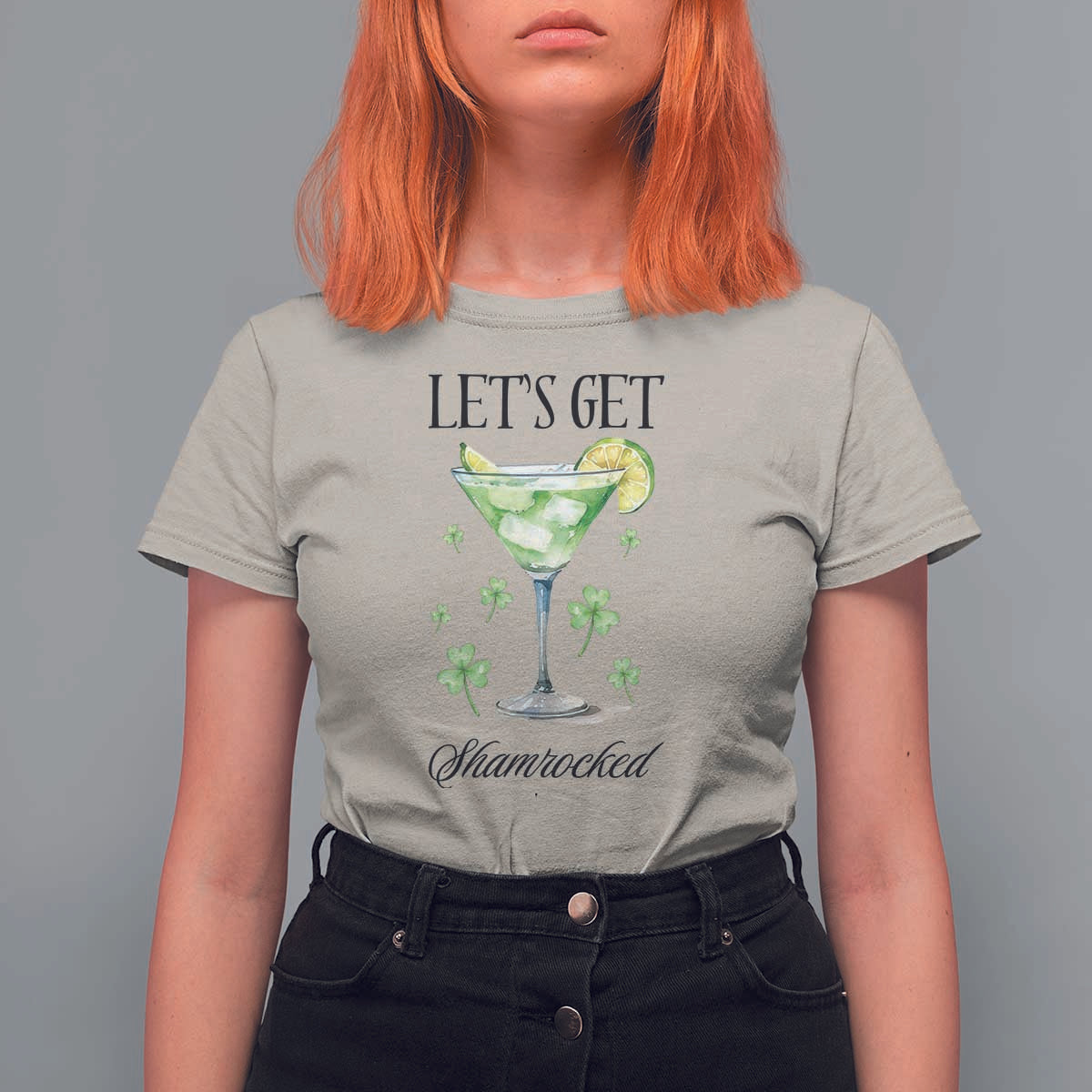 Funny Irish St Patrick's Day Cocktail T Shirt For Women Let's Get Shamrocked Irish Festival