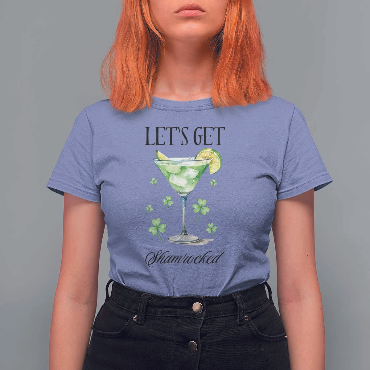 Funny Irish St Patrick's Day Cocktail T Shirt For Women Let's Get Shamrocked Irish Festival