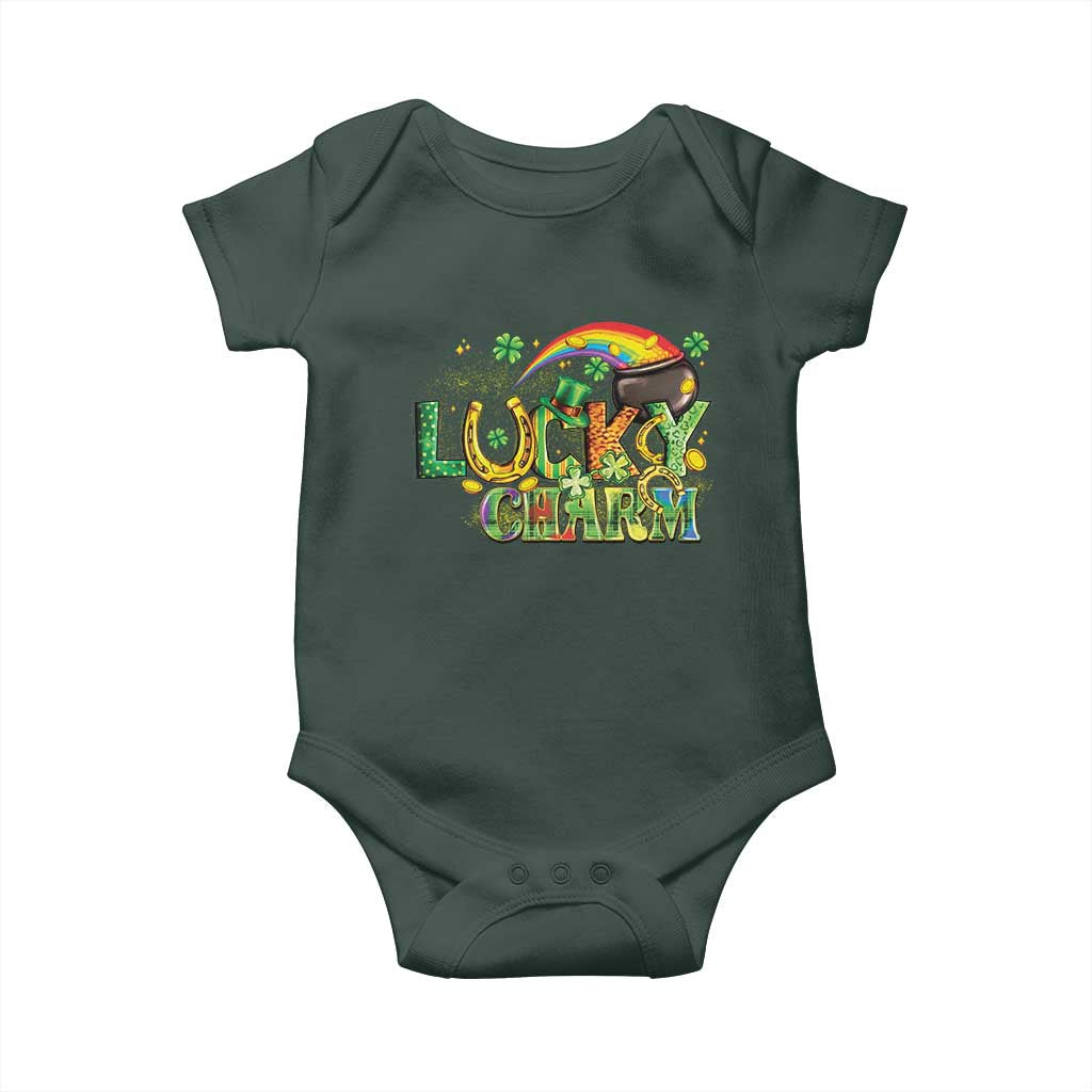 Funny St Patrick's Day Lucky Charm Baby Onesie Rainbow Gold Pot Clover