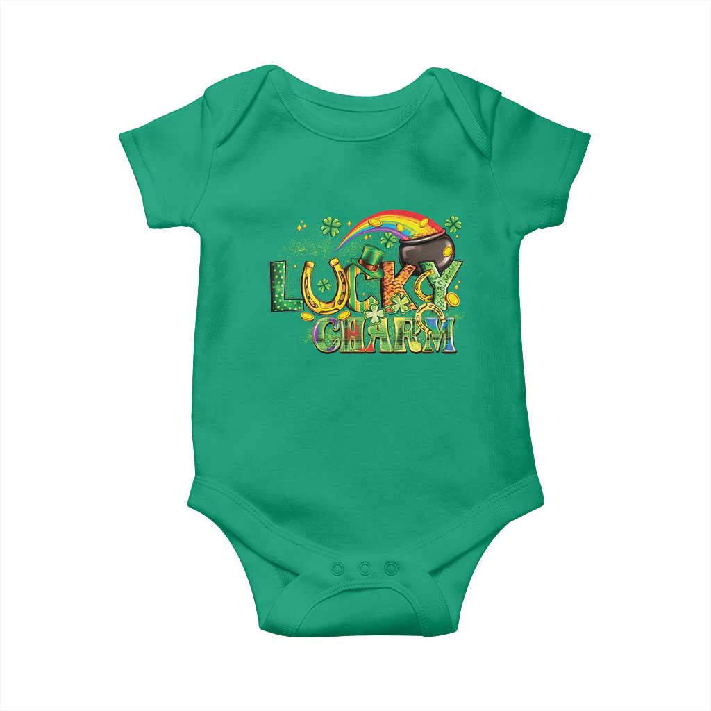 Funny St Patrick's Day Lucky Charm Baby Onesie Rainbow Gold Pot Clover