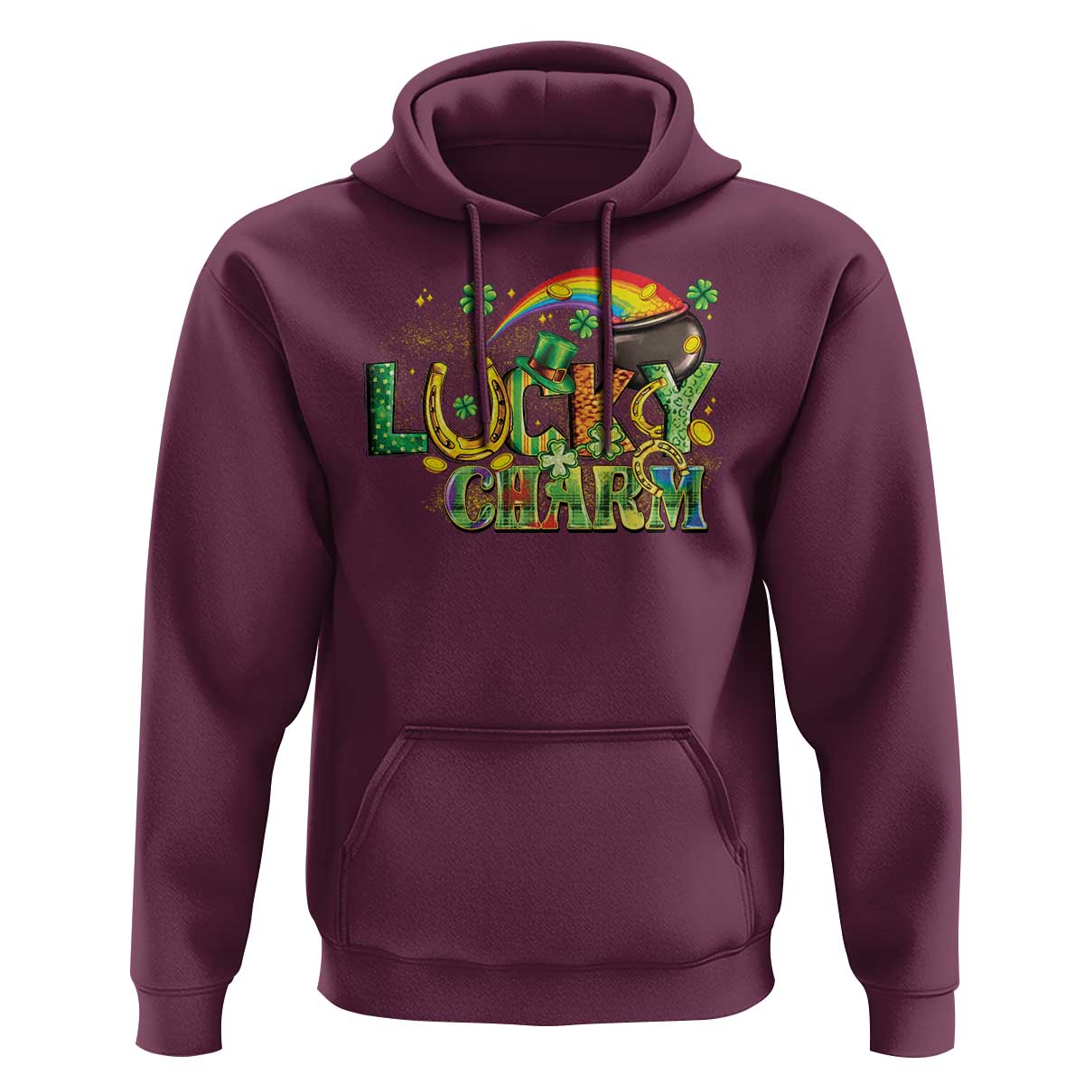 Funny St Patrick's Day Lucky Charm Hoodie Rainbow Gold Pot Clover