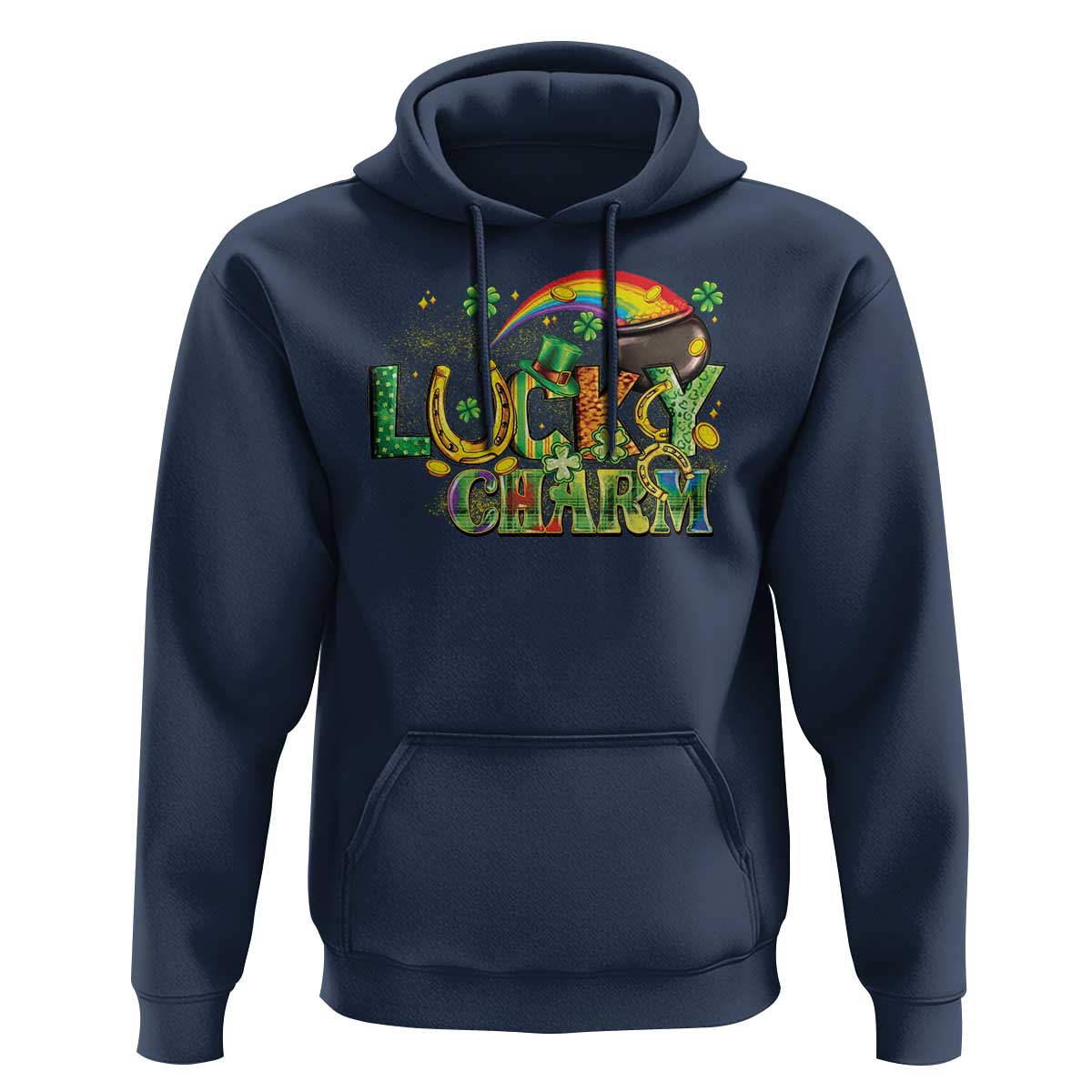 Funny St Patrick's Day Lucky Charm Hoodie Rainbow Gold Pot Clover