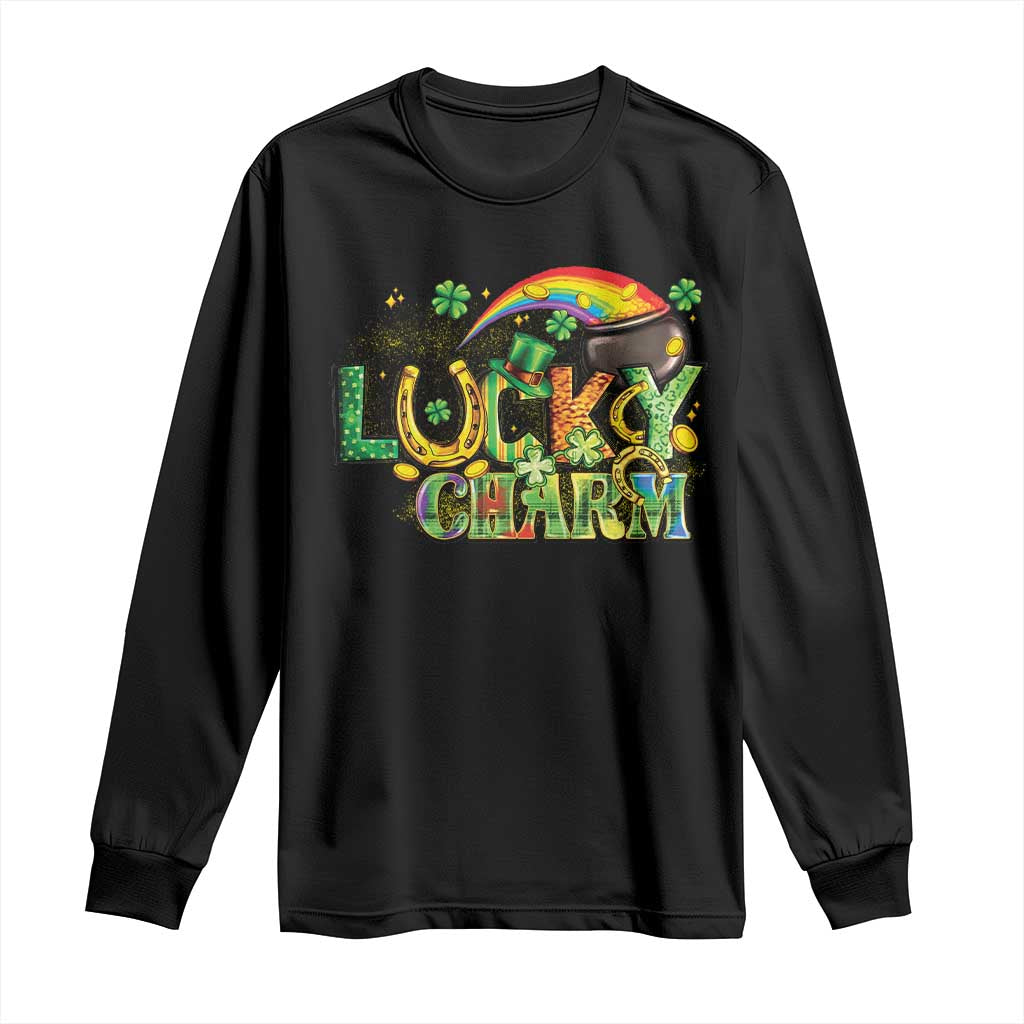 Funny St Patrick's Day Lucky Charm Long Sleeve Shirt Rainbow Gold Pot Clover