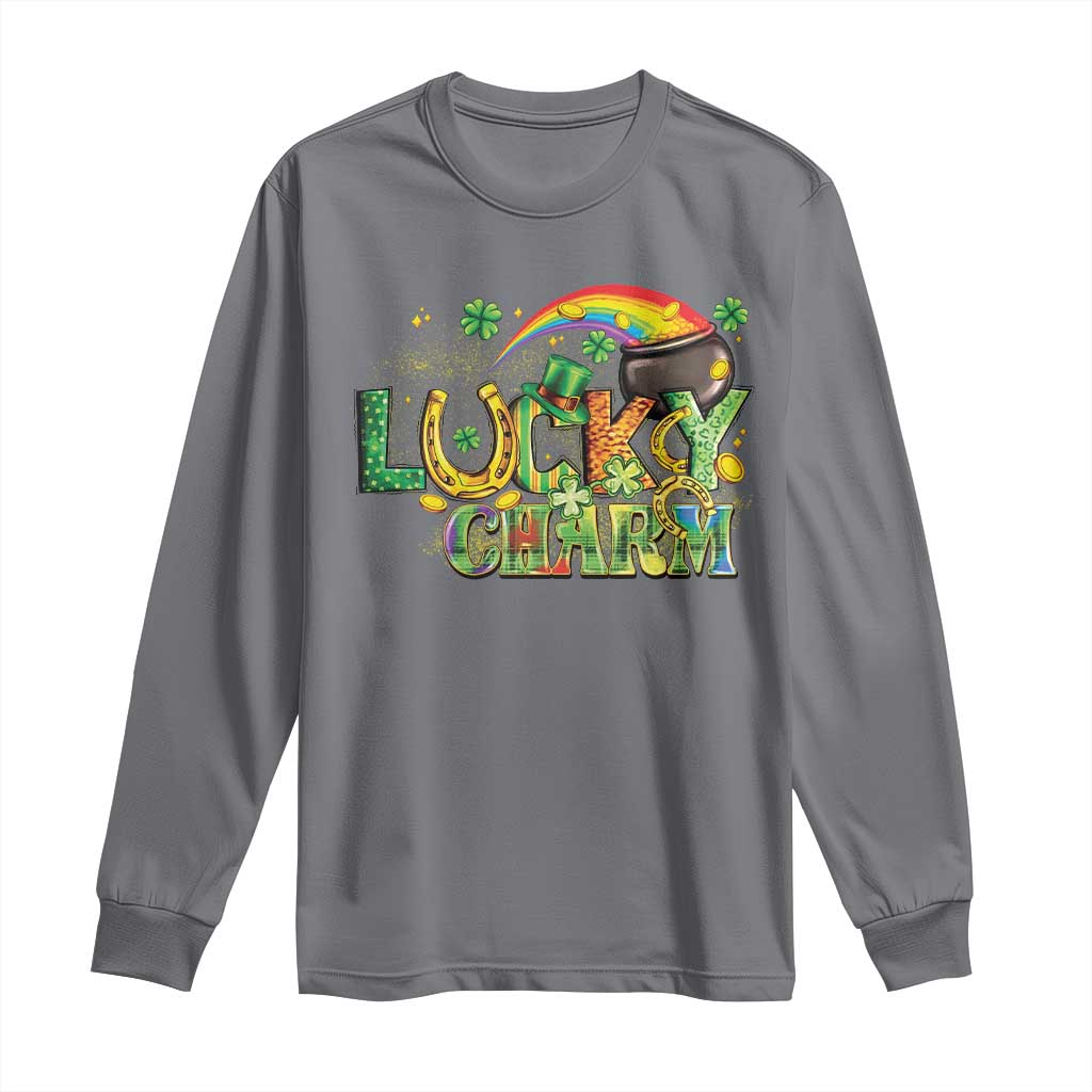 Funny St Patrick's Day Lucky Charm Long Sleeve Shirt Rainbow Gold Pot Clover