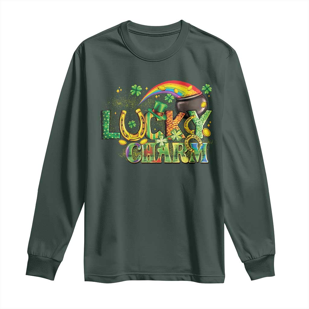 Funny St Patrick's Day Lucky Charm Long Sleeve Shirt Rainbow Gold Pot Clover