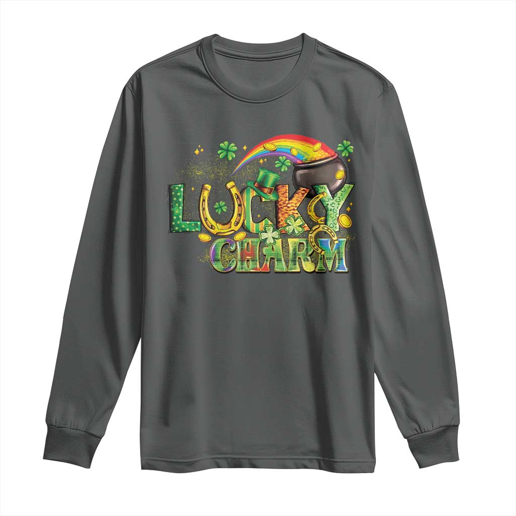 Funny St Patrick's Day Lucky Charm Long Sleeve Shirt Rainbow Gold Pot Clover