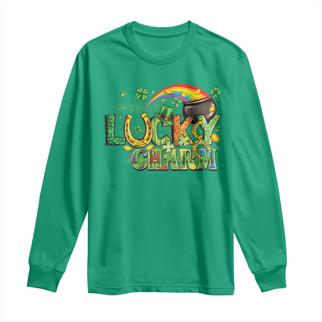 Funny St Patrick's Day Lucky Charm Long Sleeve Shirt Rainbow Gold Pot Clover
