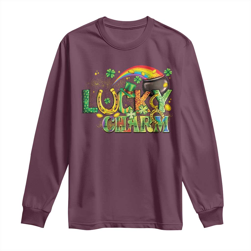 Funny St Patrick's Day Lucky Charm Long Sleeve Shirt Rainbow Gold Pot Clover